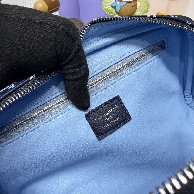 Louis vuitton original calfskin locker dopp kit M11497 blue