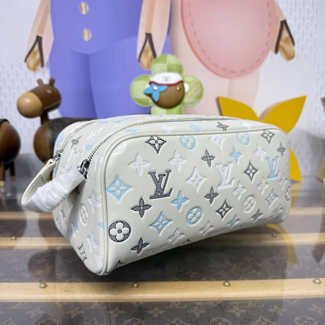 Louis vuitton original calfskin locker dopp kit M12645 white 