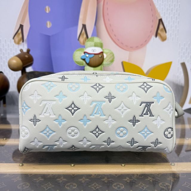 Louis vuitton original calfskin locker dopp kit M12645 white 