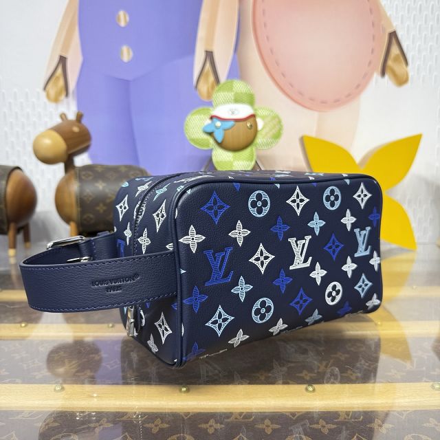 Louis vuitton original calfskin small locker dopp kit M28835 blue