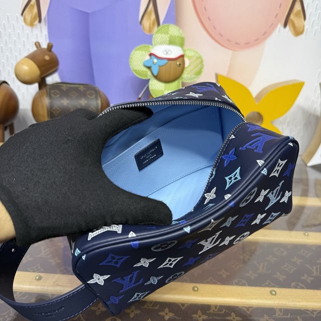 Louis vuitton original calfskin small locker dopp kit M28835 blue