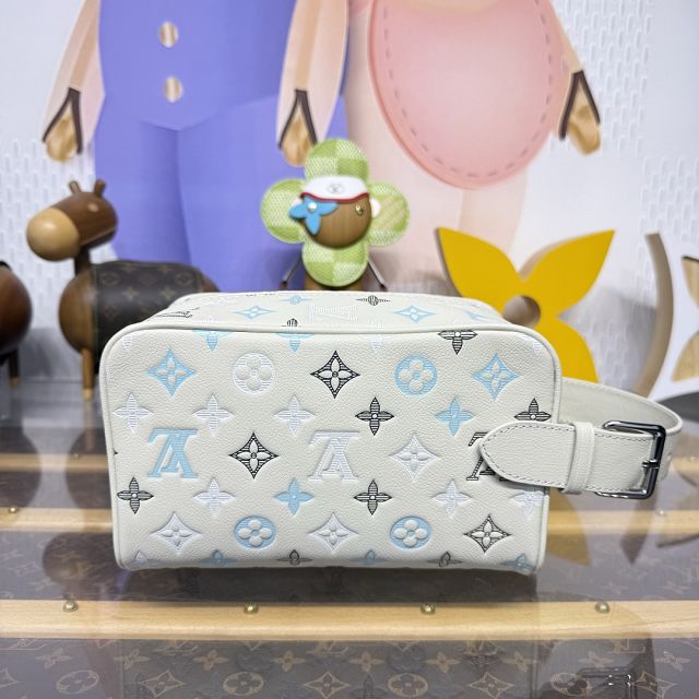 Louis vuitton original calfskin small locker dopp kit M28835 white