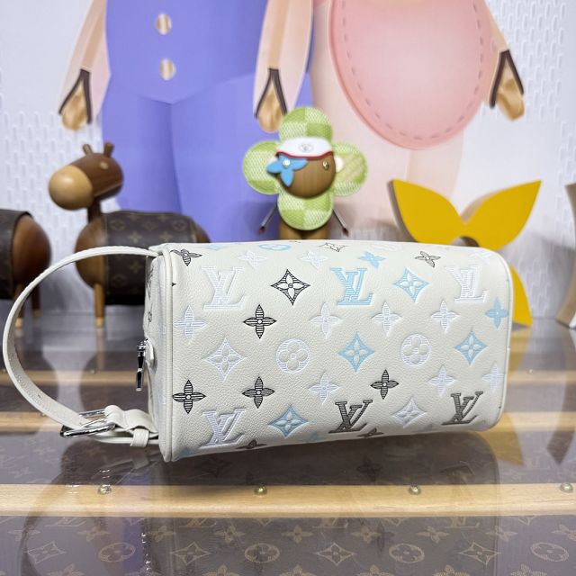 Louis vuitton original calfskin small locker dopp kit M28835 white