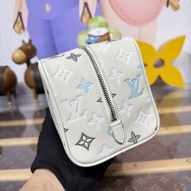 Louis vuitton original calfskin small locker dopp kit M28835 white