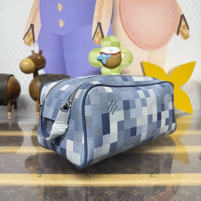 Louis vuitton original denim locker dopp kit M15109 blue