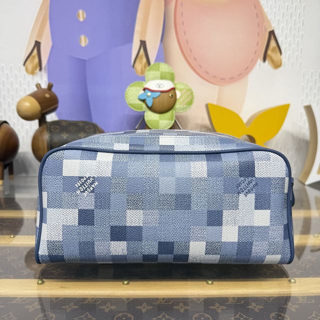 Louis vuitton original denim locker dopp kit M15109 blue
