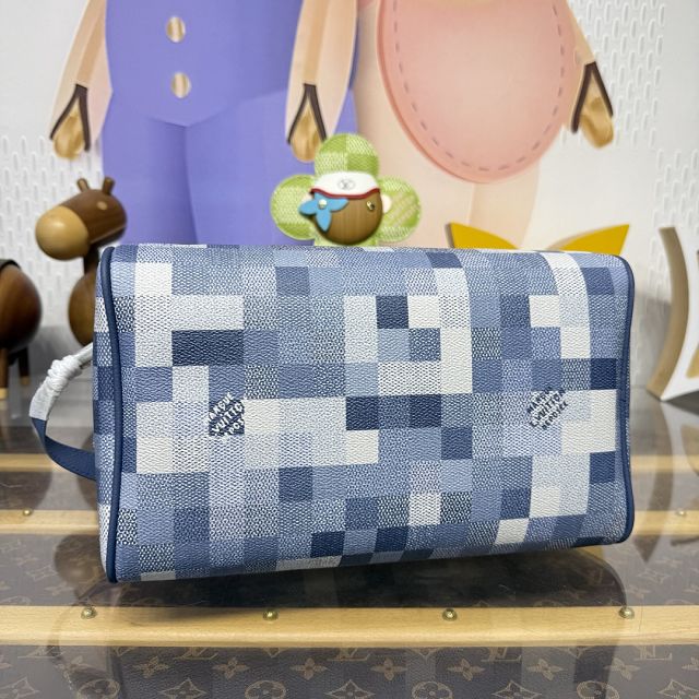 Louis vuitton original denim locker dopp kit M15109 blue
