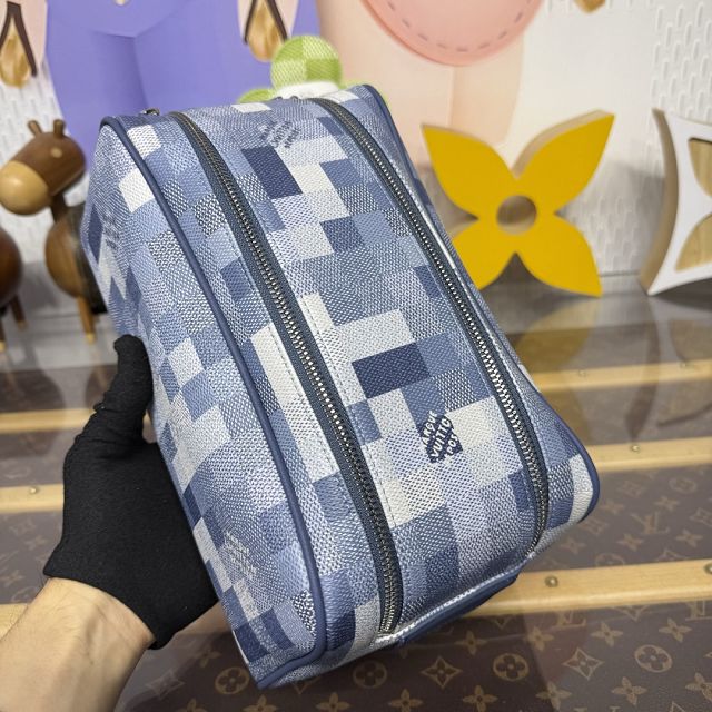 Louis vuitton original denim locker dopp kit M15109 blue