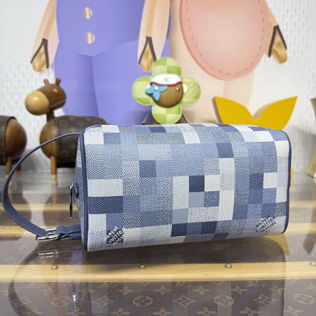 Louis vuitton original denim small locker dopp kit M28845 blue
