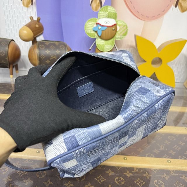 Louis vuitton original denim small locker dopp kit M28845 blue