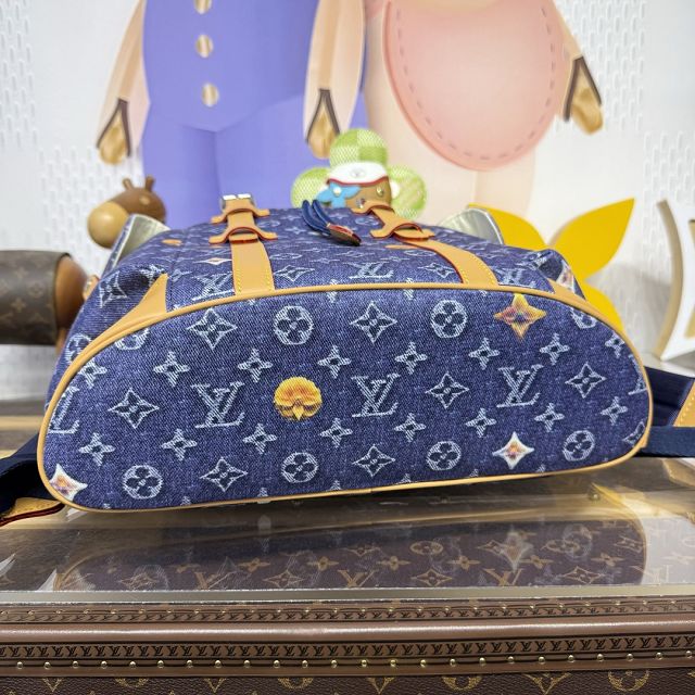 Louis vuitton original monogram denim christopher backpack MM M27554 blue