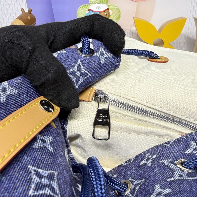 Louis vuitton original monogram denim christopher backpack MM M27554 blue