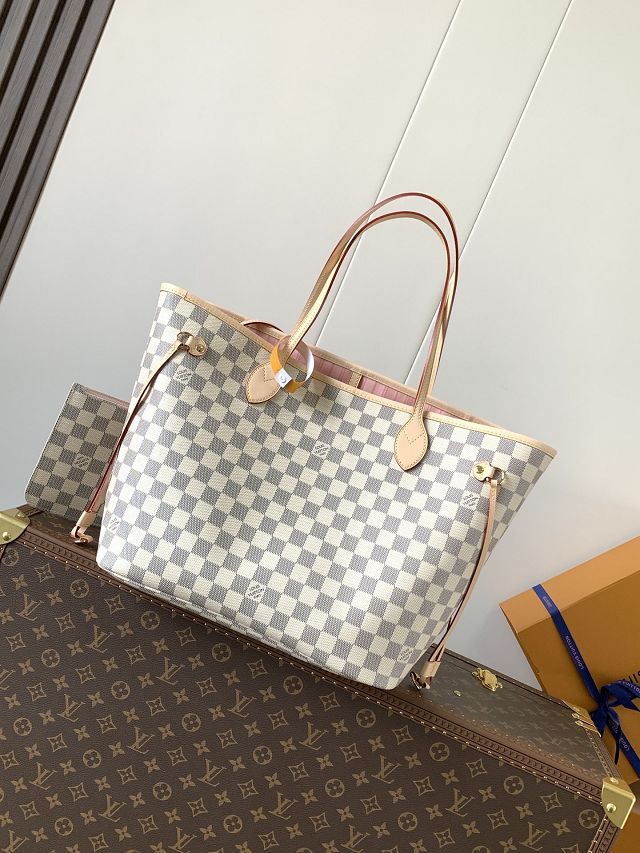 New Louis vuitton original damier azur neverfull mm N40604 pink