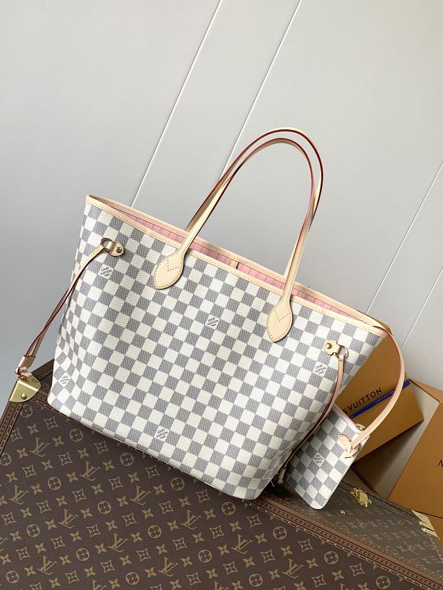 New Louis vuitton original damier azur neverfull mm N40604 pink