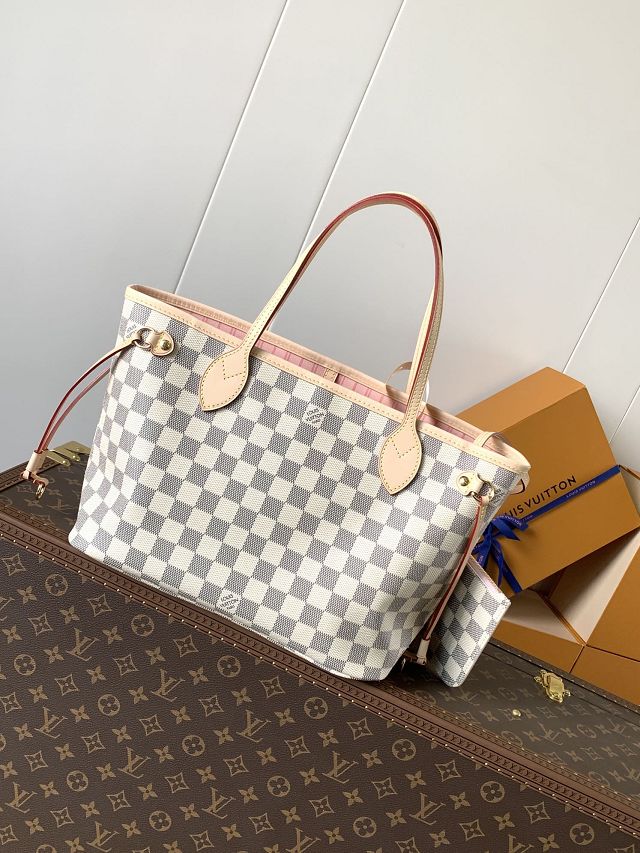 New Louis vuitton original damier azur neverfull pm N40606 pink