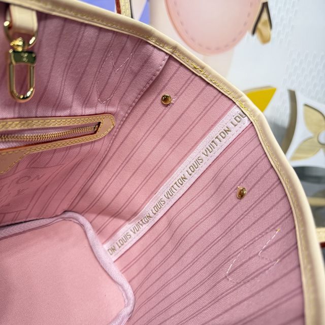 New Louis vuitton original damier azur neverfull pm N40606 pink