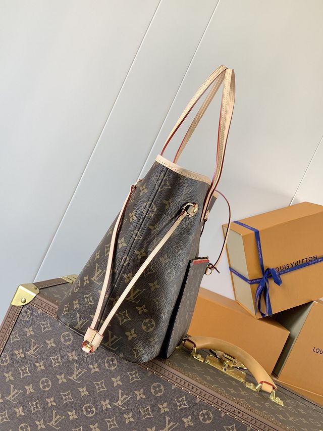 New Louis vuitton original monogram canvas neverfull mm M46987 red