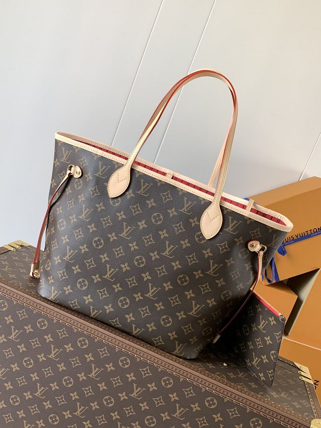New Louis vuitton original monogram canvas neverfull mm M46987 red