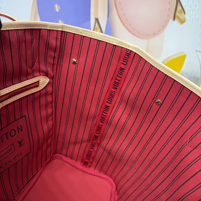New Louis vuitton original monogram canvas neverfull pm M41000 red