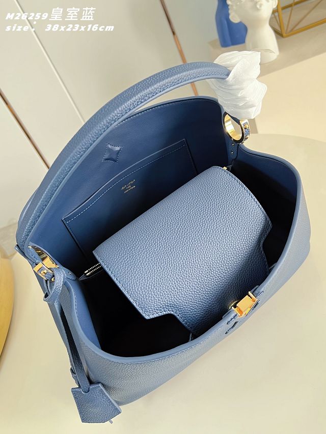 Louis vuitton original calfskin capucines visionnaire GM handbag M26259 blue