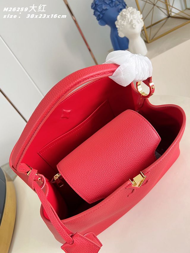 Louis vuitton original calfskin capucines visionnaire GM handbag M26259 red
