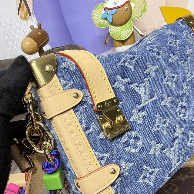 Louis vuitton original denim side trunk MM M27450 blue