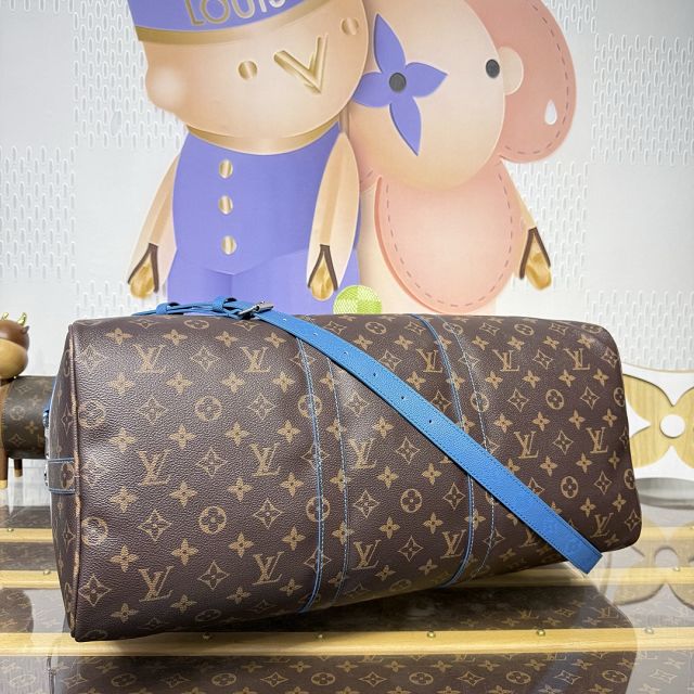 Louis vuitton original monogram canvas keepall 50 M28227 blue