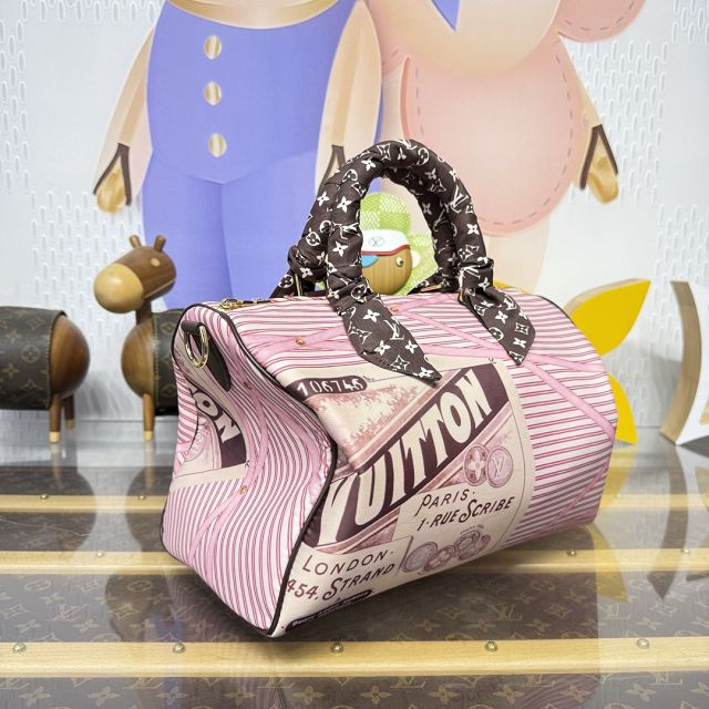 Louis vuitton textile speedy soft 30 M28750 pink