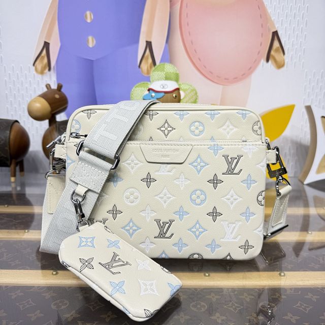 Louis vuitton original calfskin trio messenger bag M28854 white