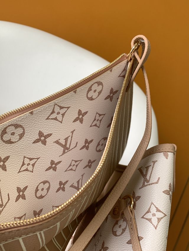 Louis vuitton original calfskin&canvas neverfull Inside out MM M25665 dune