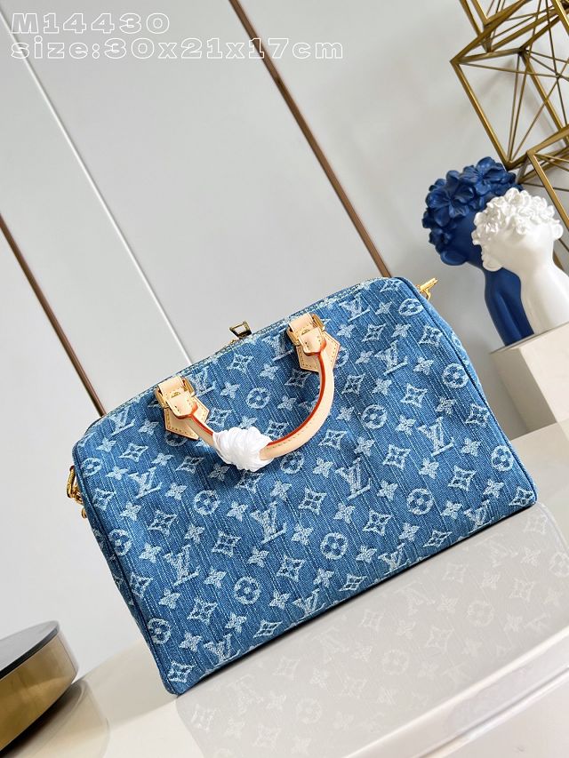 Louis vuitton original denim speedy soft 30 M14430 blue