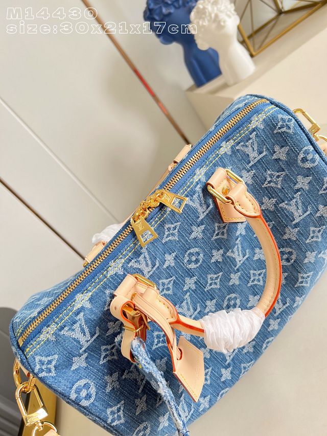 Louis vuitton original denim speedy soft 30 M14430 blue