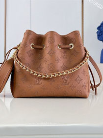 Louis vuitton original mahina leather bella bucket bag M27378 brown