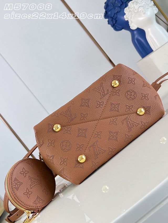 Louis vuitton original mahina leather bella bucket bag M27378 brown