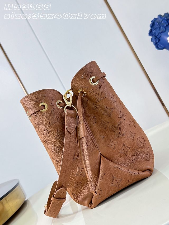 Louis vuitton original mahina leather bella tote bag M27443 brown