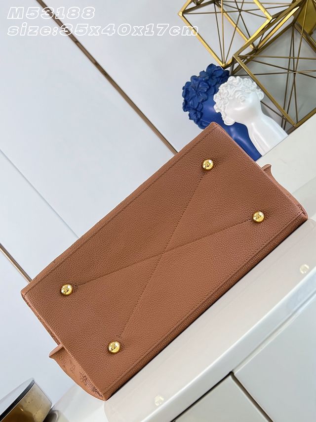 Louis vuitton original mahina leather carmel hobo bag M27446 brown