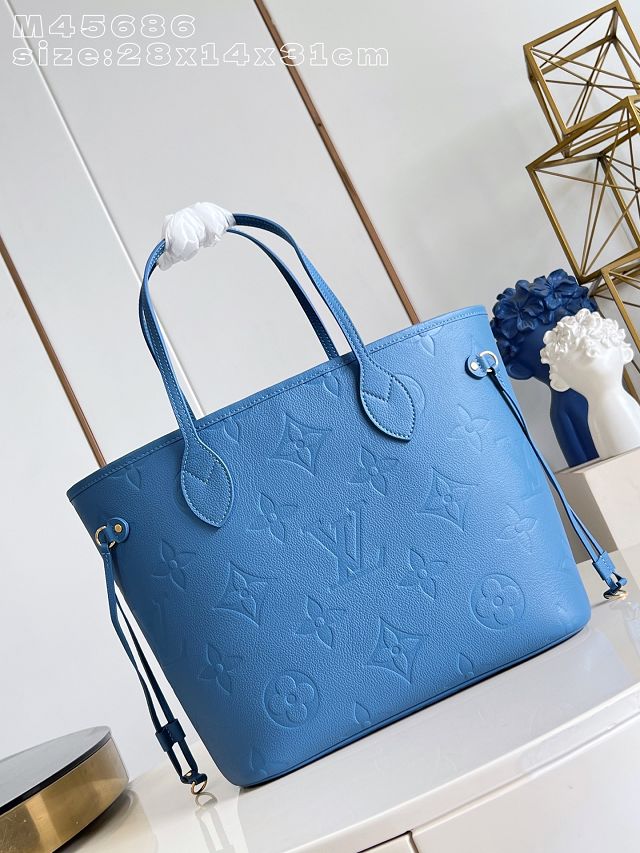 Louis vuitton original calfskin neverfull mm M45686 blue