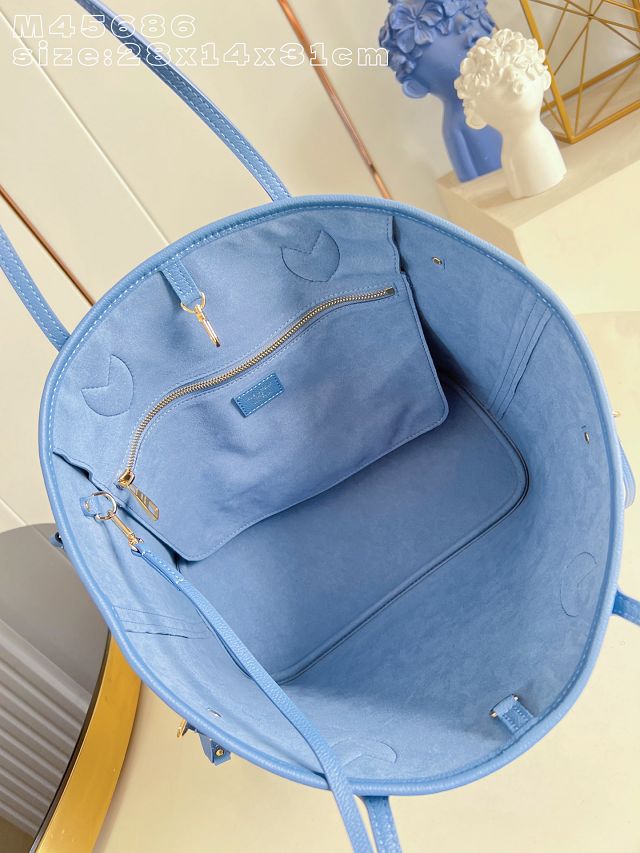 Louis vuitton original calfskin neverfull mm M45686 blue