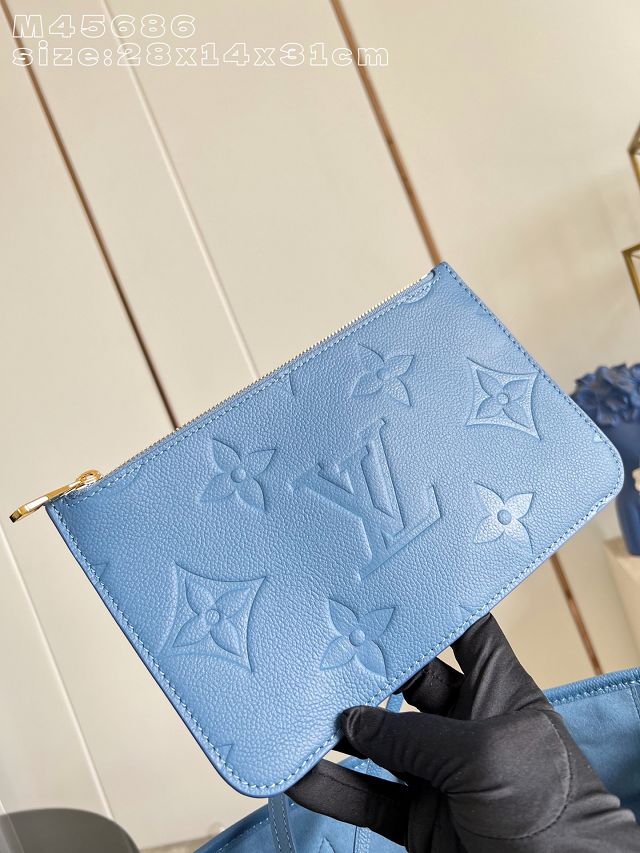 Louis vuitton original calfskin neverfull mm M45686 blue