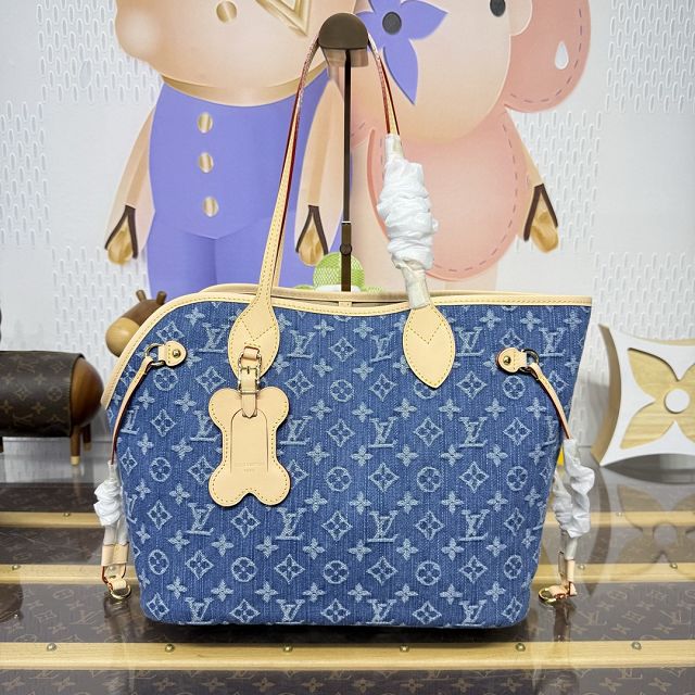 Louis vuitton original monogram denim neverwoof M28052 blue