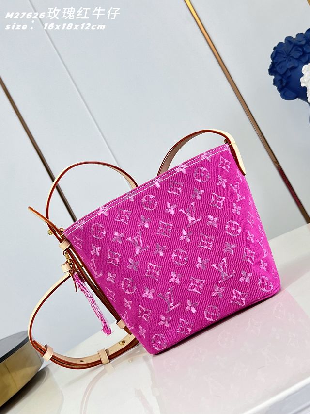 Louis vuitton original denim all in BB handbag M27626 fuchsia