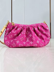 Louis vuitton original denim pochette valley handbag M28327 fuchsia