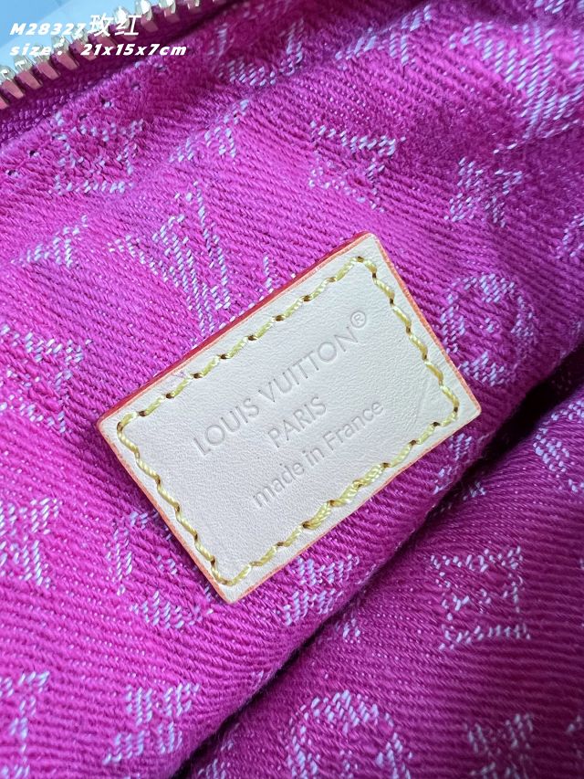 Louis vuitton original denim pochette valley handbag M28327 fuchsia