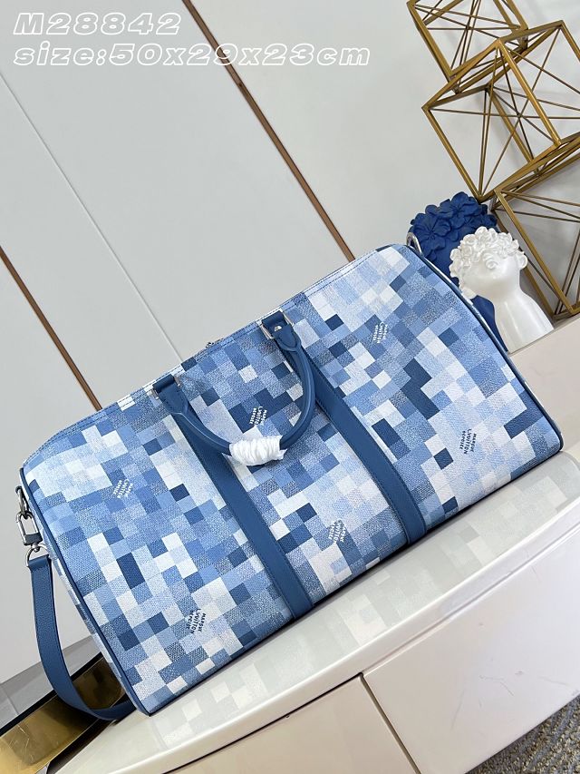 Louis vuitton original denim keepall 45 M28842 blue