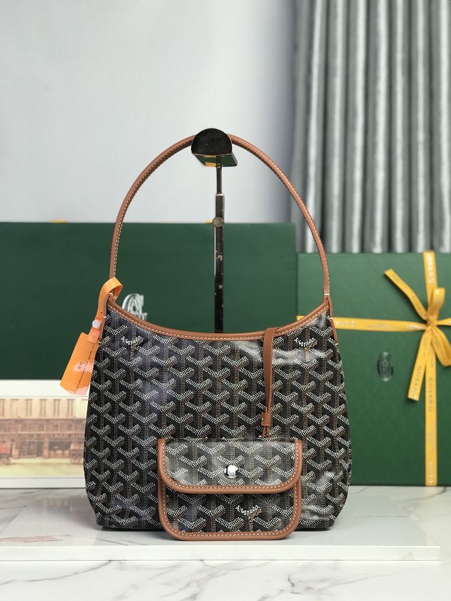 Goyard original canvas hobo boheme mini bag GY0143 black&brown