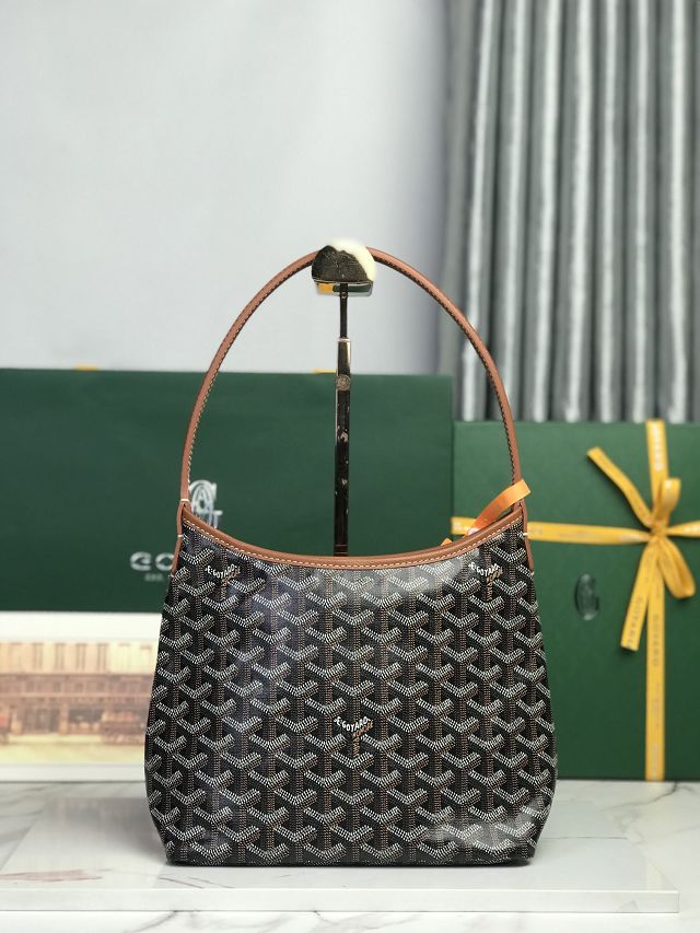Goyard original canvas hobo boheme mini bag GY0143 black&brown
