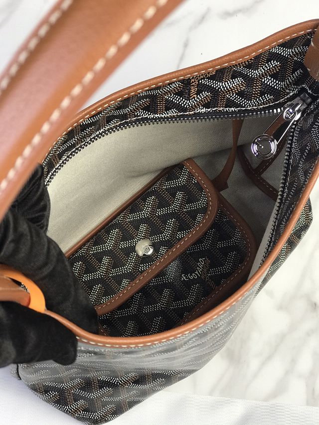 Goyard original canvas hobo boheme mini bag GY0143 black&brown