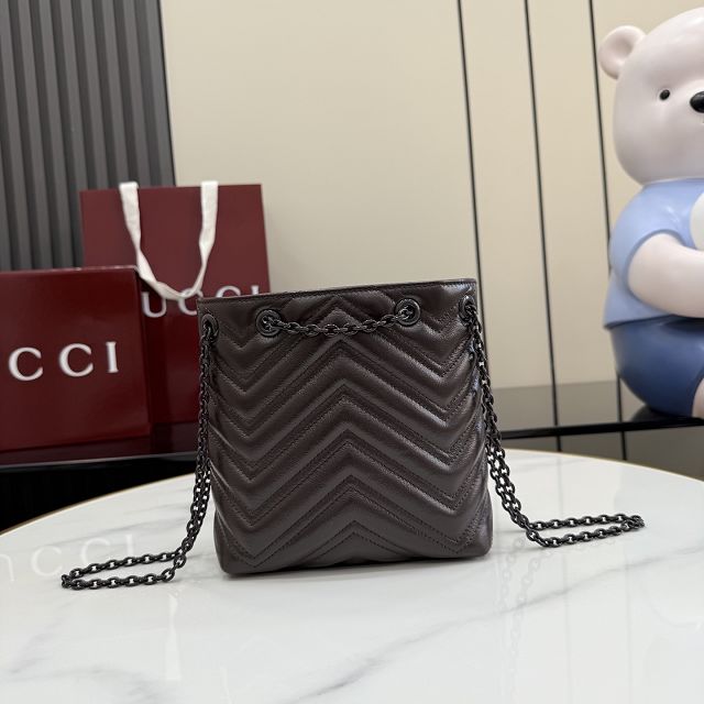 GG original calfskin marmont mini bucket bag 856404 dark brown