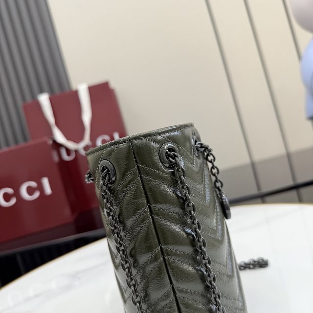 GG original calfskin marmont mini bucket bag 856404 dark green