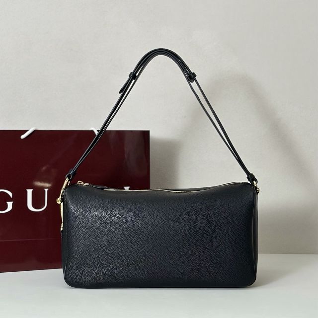 GG original calfskin half horsebit large bag 862530 black